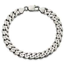 Men's 9mm Sterling Silver Solid Antiqued Flat Curb Chain Bracelet