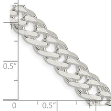 7.75mm Sterling Silver Diamond Cut Rambo Flat Curb Chain Bracelet