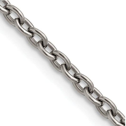 3.5mm Dark Gray Titanium Classic Polished Cable Chain Necklace