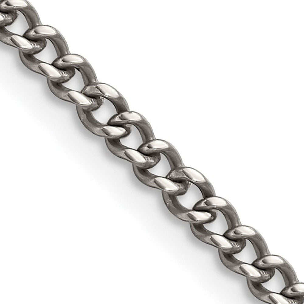3.5mm Dark Gray Titanium Classic Polished Curb Chain Necklace