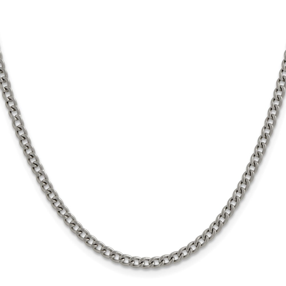 3.5mm Dark Gray Titanium Classic Polished Curb Chain Necklace