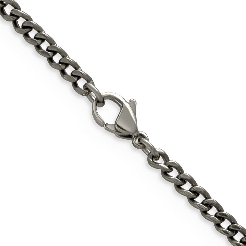 3.5mm Dark Gray Titanium Classic Polished Curb Chain Necklace