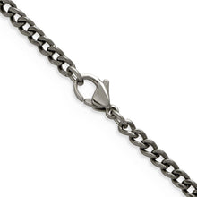 3.5mm Dark Gray Titanium Classic Polished Curb Chain Necklace