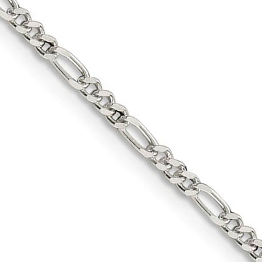 2.25mm Sterling Silver, Solid Figaro Chain Necklace