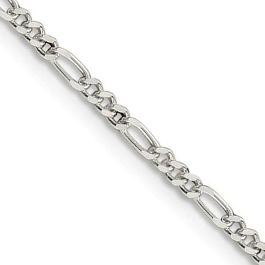 2.25mm Sterling Silver, Solid Figaro Chain Necklace