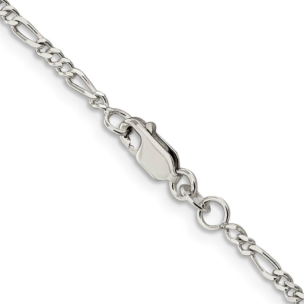 2.25mm Sterling Silver, Solid Figaro Chain Necklace