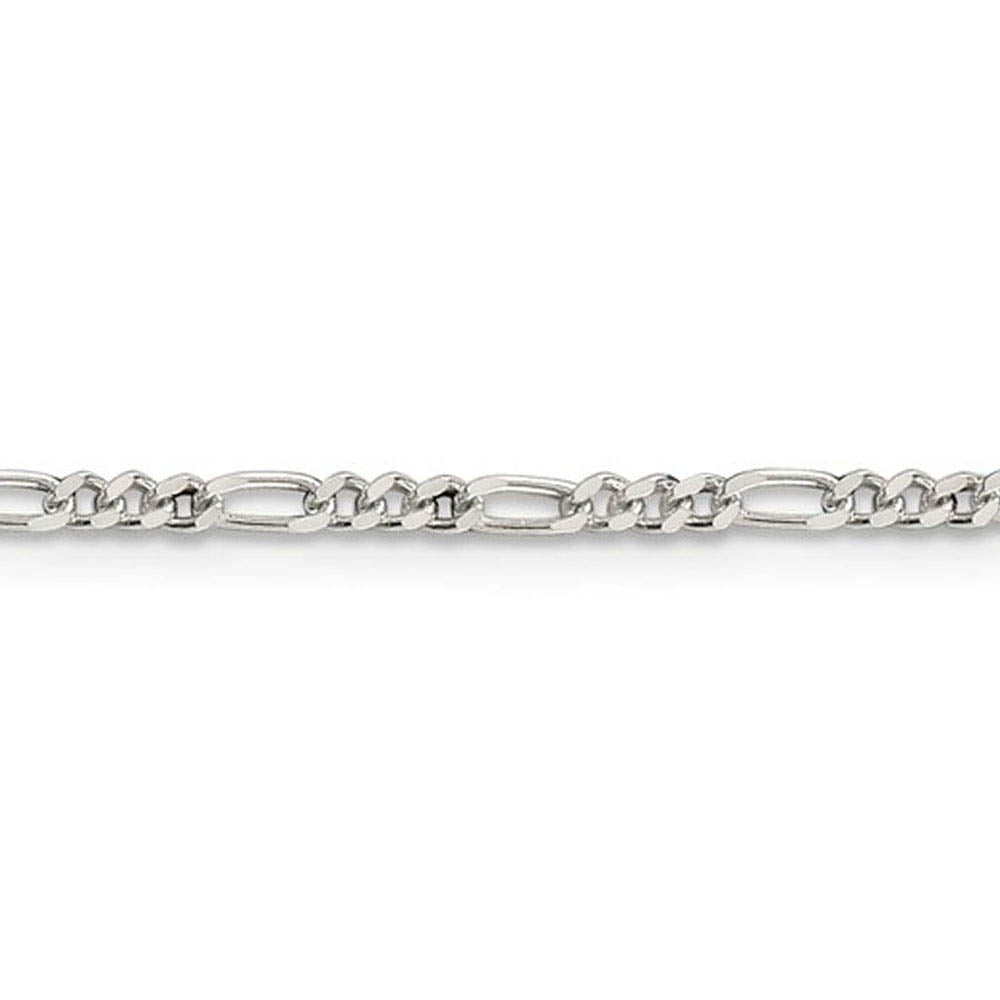 2.25mm Sterling Silver, Solid Figaro Chain Necklace