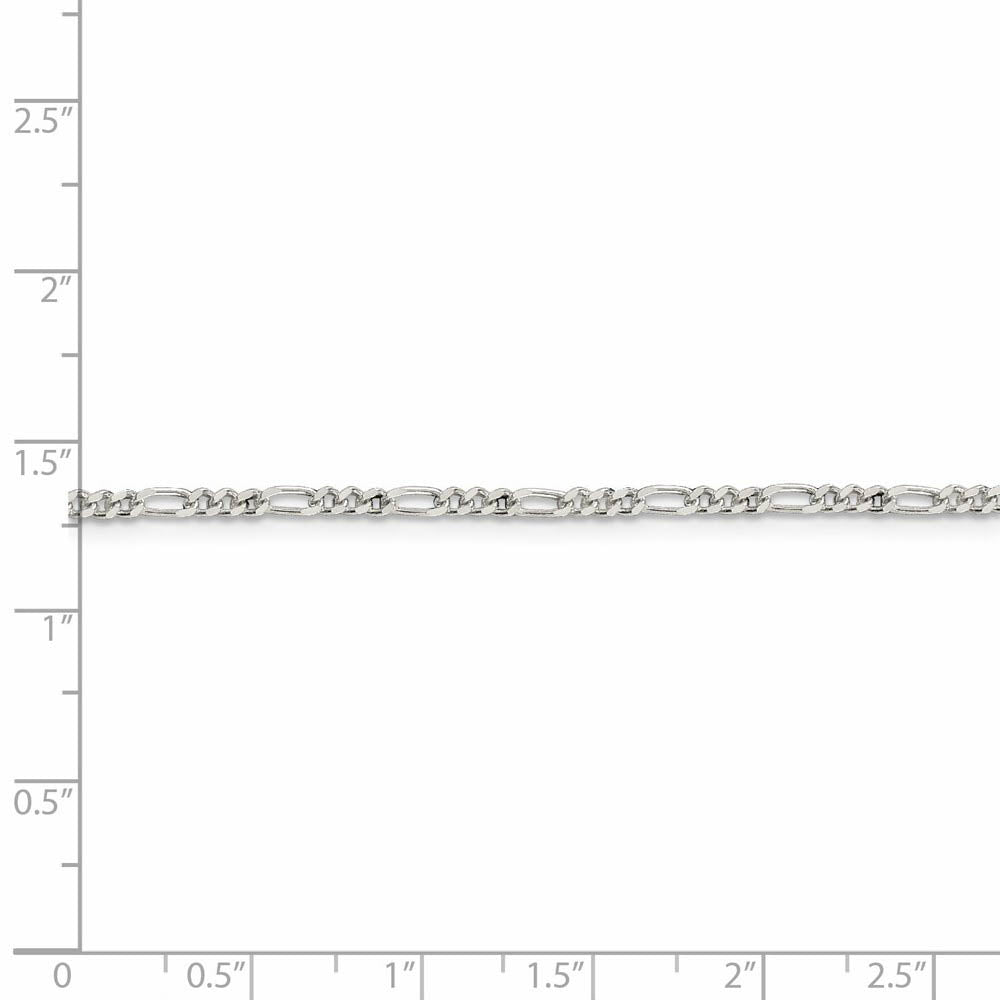 2.25mm Sterling Silver, Solid Figaro Chain Necklace