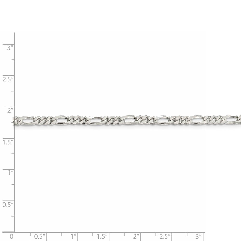 3.5mm Sterling Silver, Solid Figaro Chain Necklace