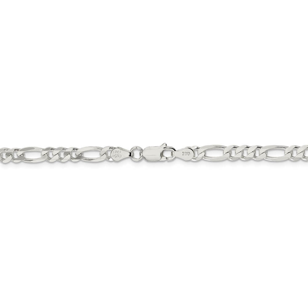 4.5mm Sterling Silver, Solid Figaro Chain Necklace
