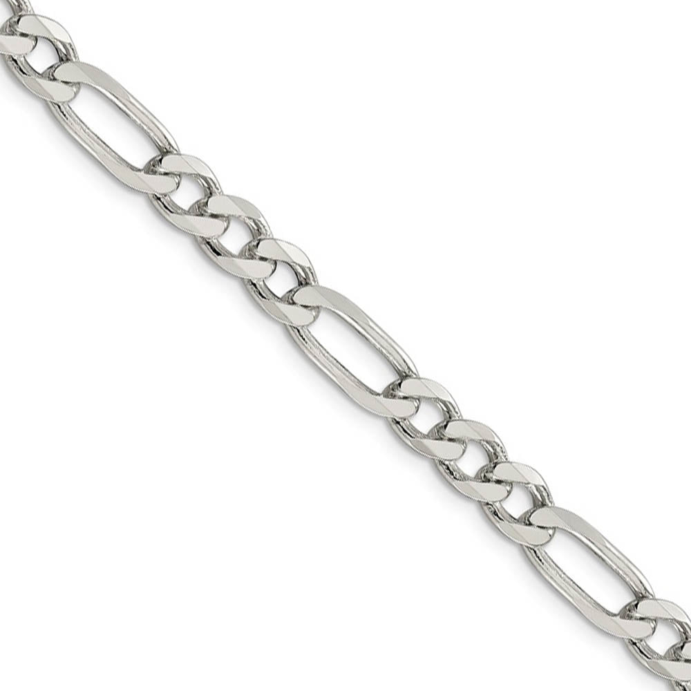 6.75mm Sterling Silver Solid Figaro Chain Bracelet