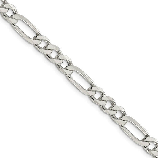 6.75mm Sterling Silver Solid Figaro Chain Bracelet