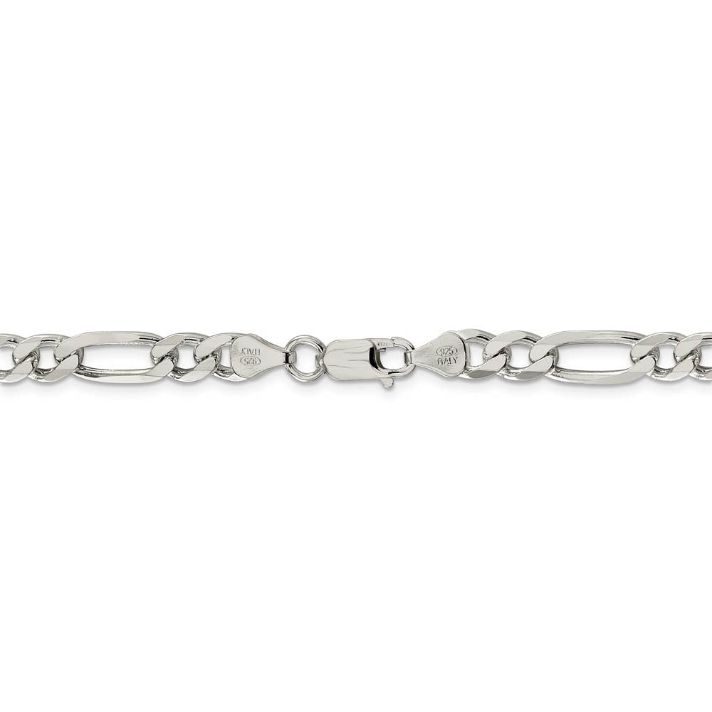 6.75mm Sterling Silver Solid Figaro Chain Bracelet
