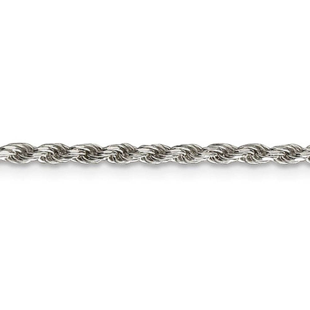 2.25mm Sterling Silver, Diamond Cut Solid Rope Chain Necklace