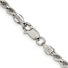3mm Sterling Silver, Diamond Cut Solid Rope Chain Necklace