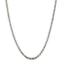3.5mm Sterling Silver, Diamond Cut Solid Rope Chain Necklace