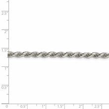 3.5mm Sterling Silver, Diamond Cut Solid Rope Chain Necklace