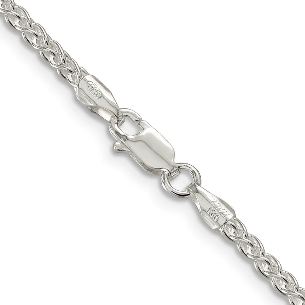 2.5mm Sterling Silver, Round Solid Spiga Chain Necklace