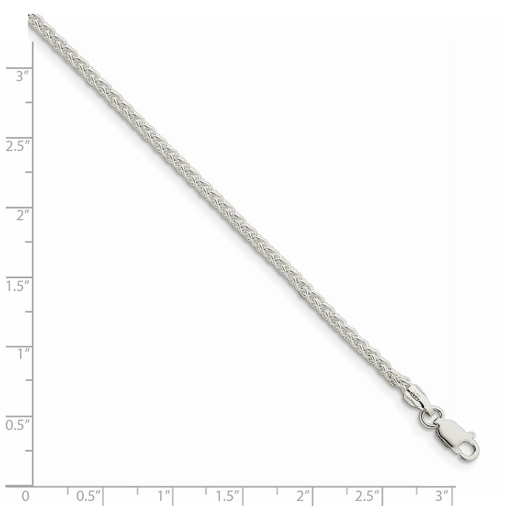 2.5mm Sterling Silver, Round Solid Spiga Chain Necklace