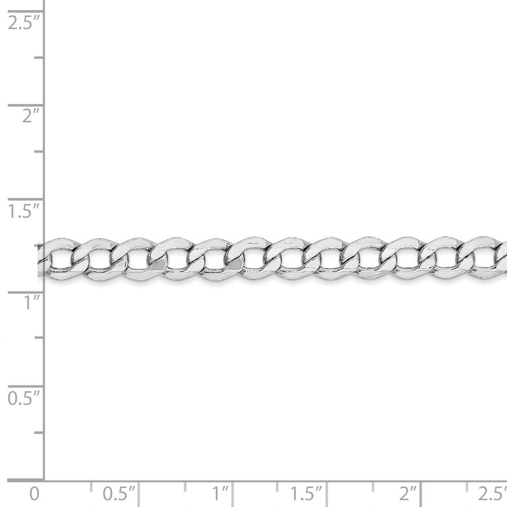 5.25mm, 14k White Gold, Hollow Curb Link Chain Bracelet