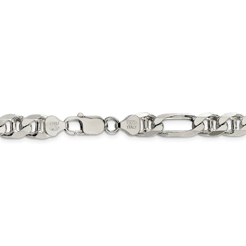 Mens 7.75mm Sterling Silver Solid Figaro Anchor Chain Bracelet