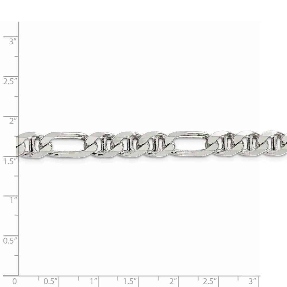 Mens 7.75mm Sterling Silver Solid Figaro Anchor Chain Bracelet
