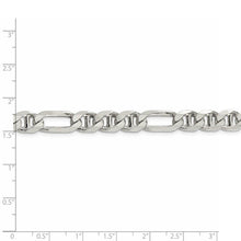 Mens 7.75mm Sterling Silver Solid Figaro Anchor Chain Bracelet