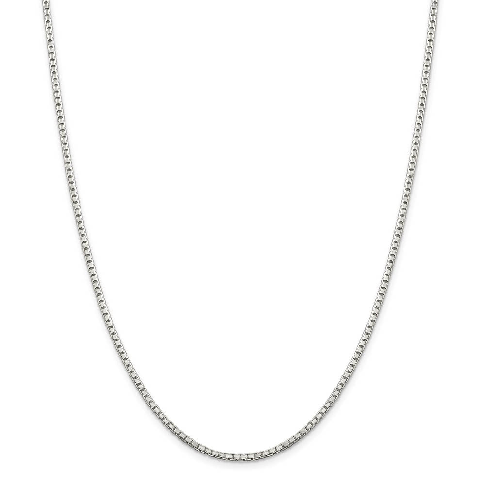2mm Sterling Silver Diamond Cut Solid Octagonal Box Chain Necklace