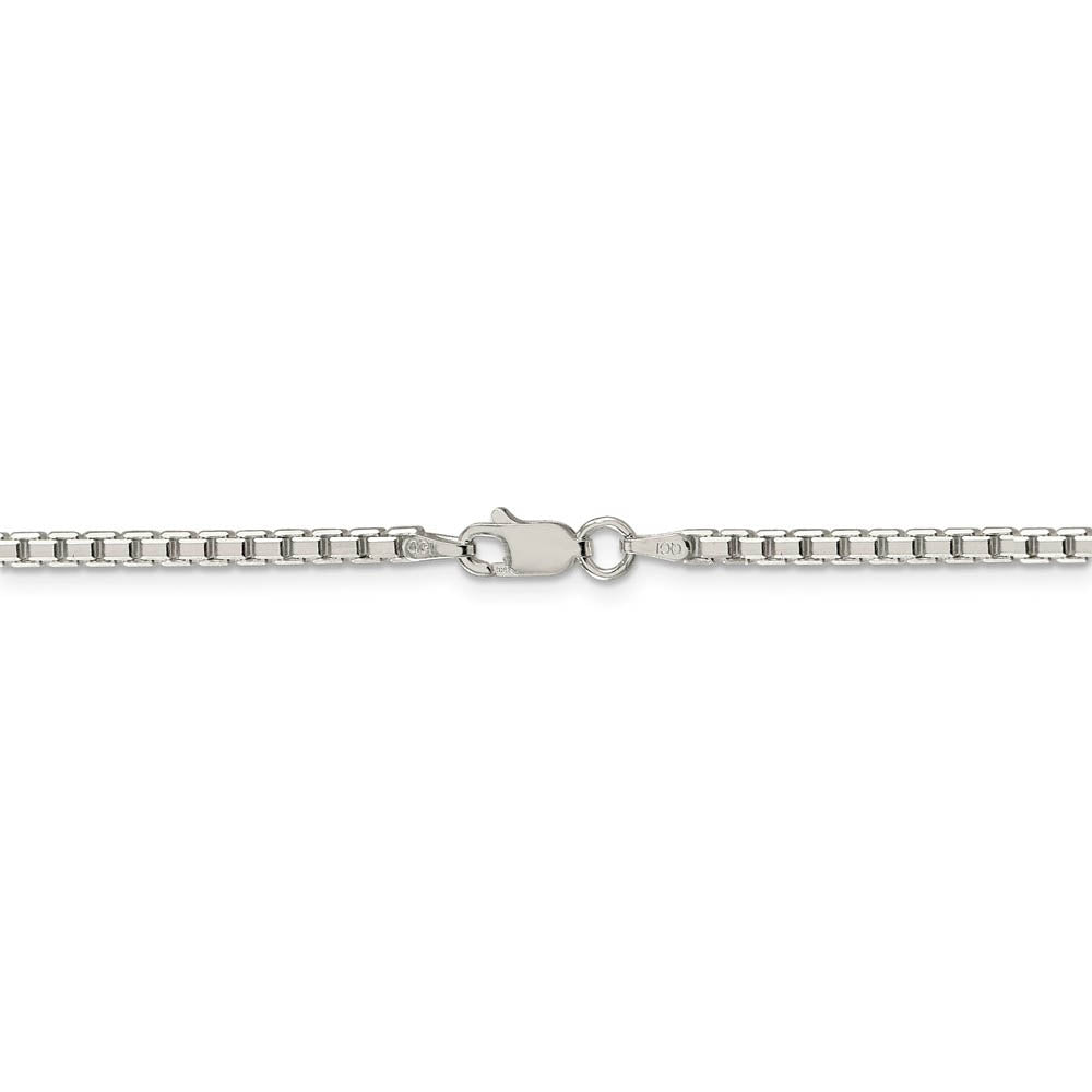 2.5mm Sterling Silver Diamond Cut Solid Octagonal Box Chain Necklace