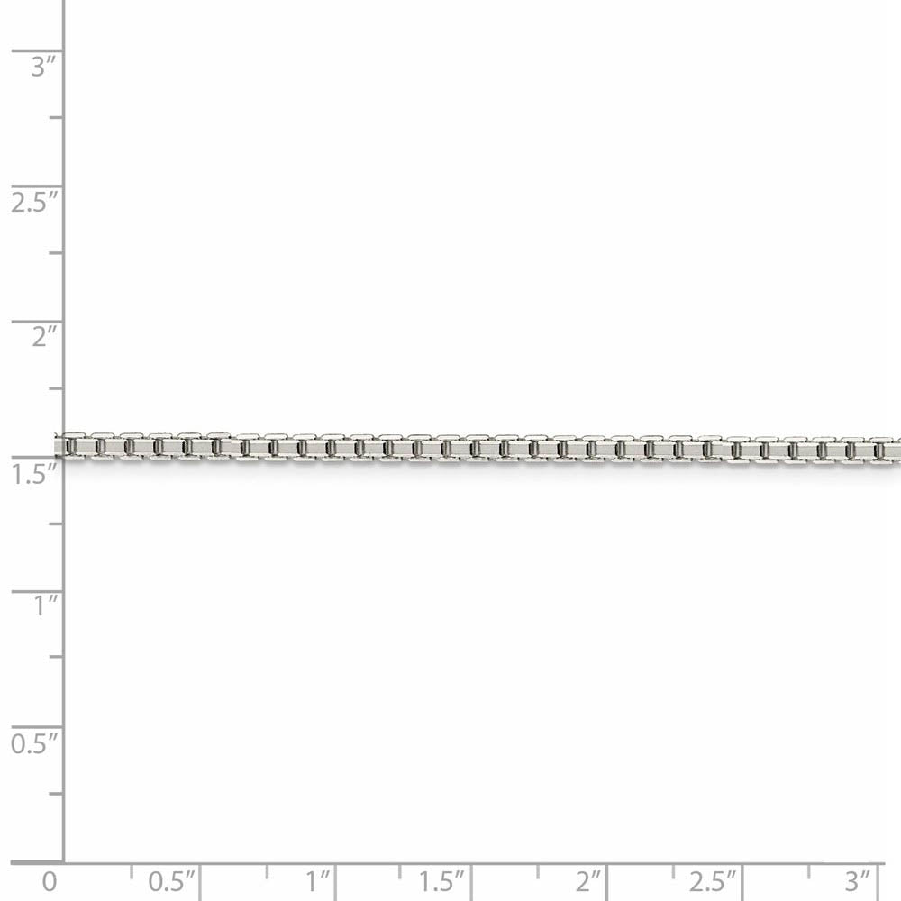 2.5mm Sterling Silver Diamond Cut Solid Octagonal Box Chain Necklace