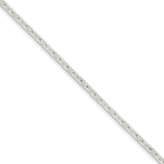 2.5mm, Sterling Silver, Solid Byzantine Chain Bracelet