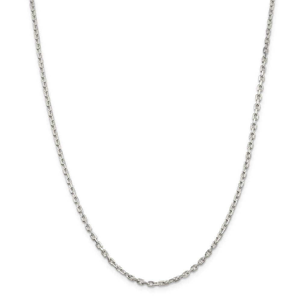 2.75mm Sterling Silver Solid Beveled Oval Cable Chain Necklace