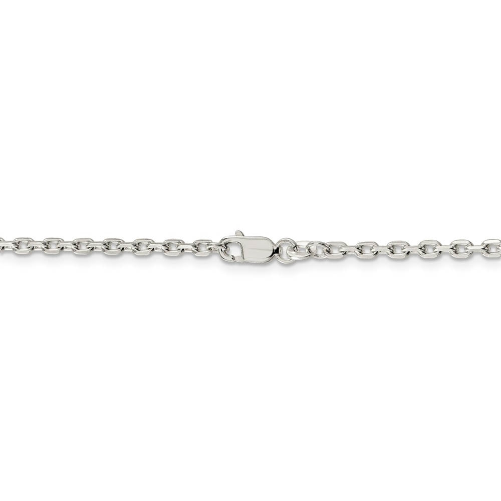 2.75mm Sterling Silver Solid Beveled Oval Cable Chain Necklace
