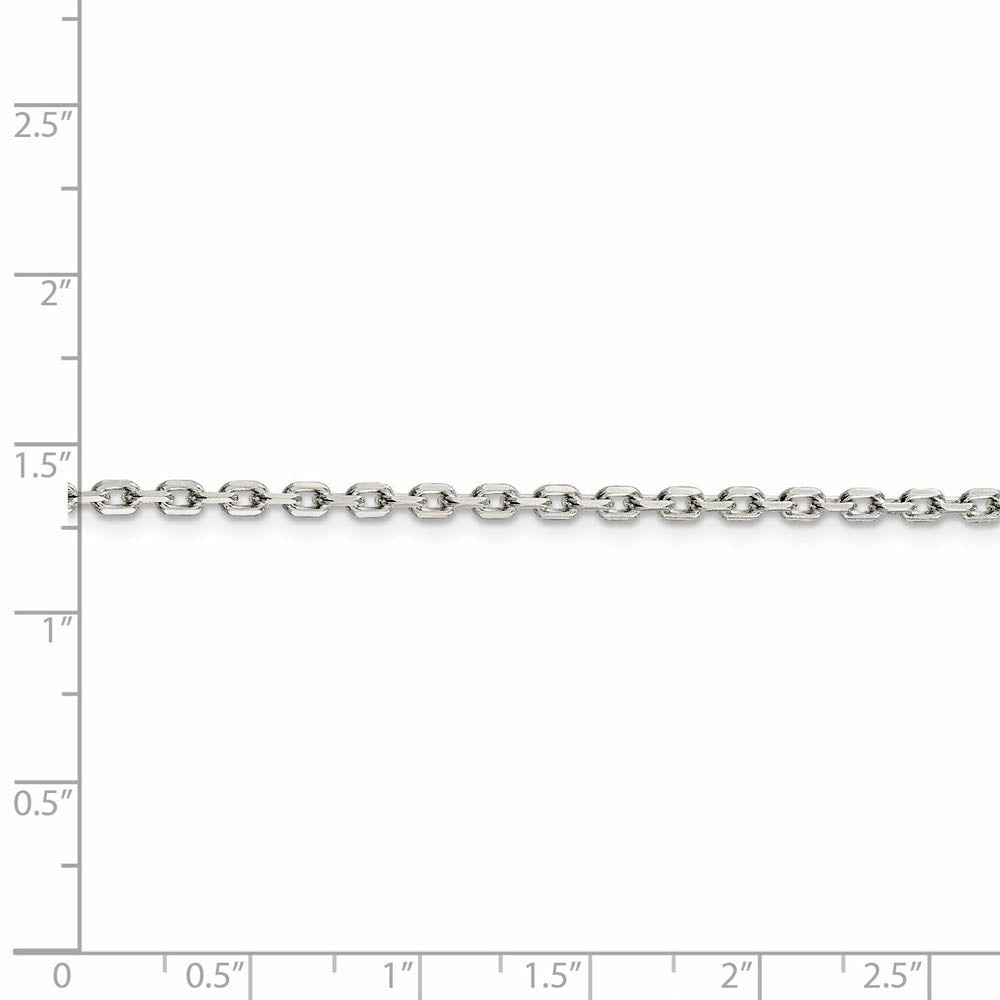 2.75mm Sterling Silver Solid Beveled Oval Cable Chain Necklace