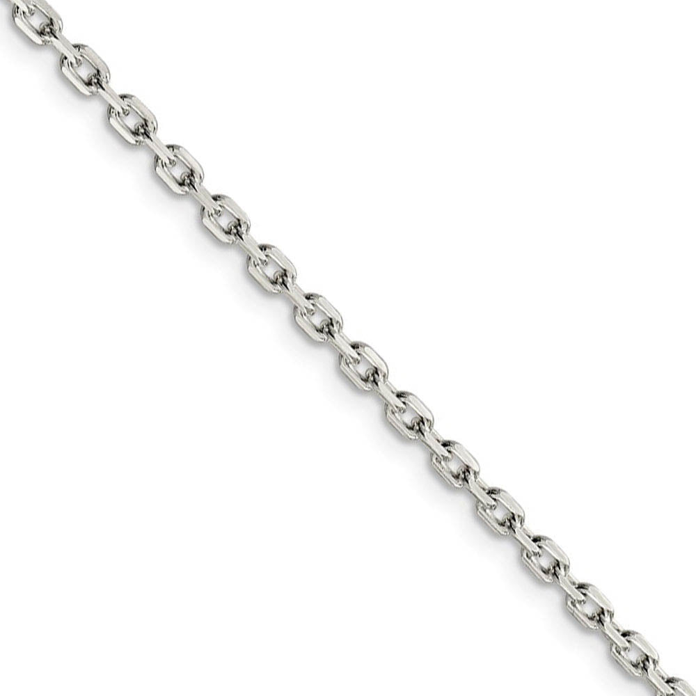 2.75mm Sterling Silver Solid Beveled Oval Cable Chain Necklace