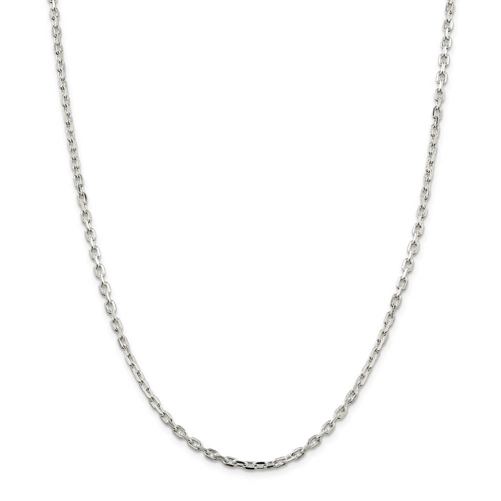 3.25mm Sterling Silver Solid Beveled Oval Cable Chain Necklace