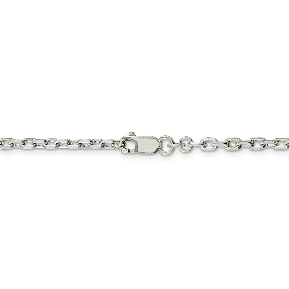 3.25mm Sterling Silver Solid Beveled Oval Cable Chain Necklace