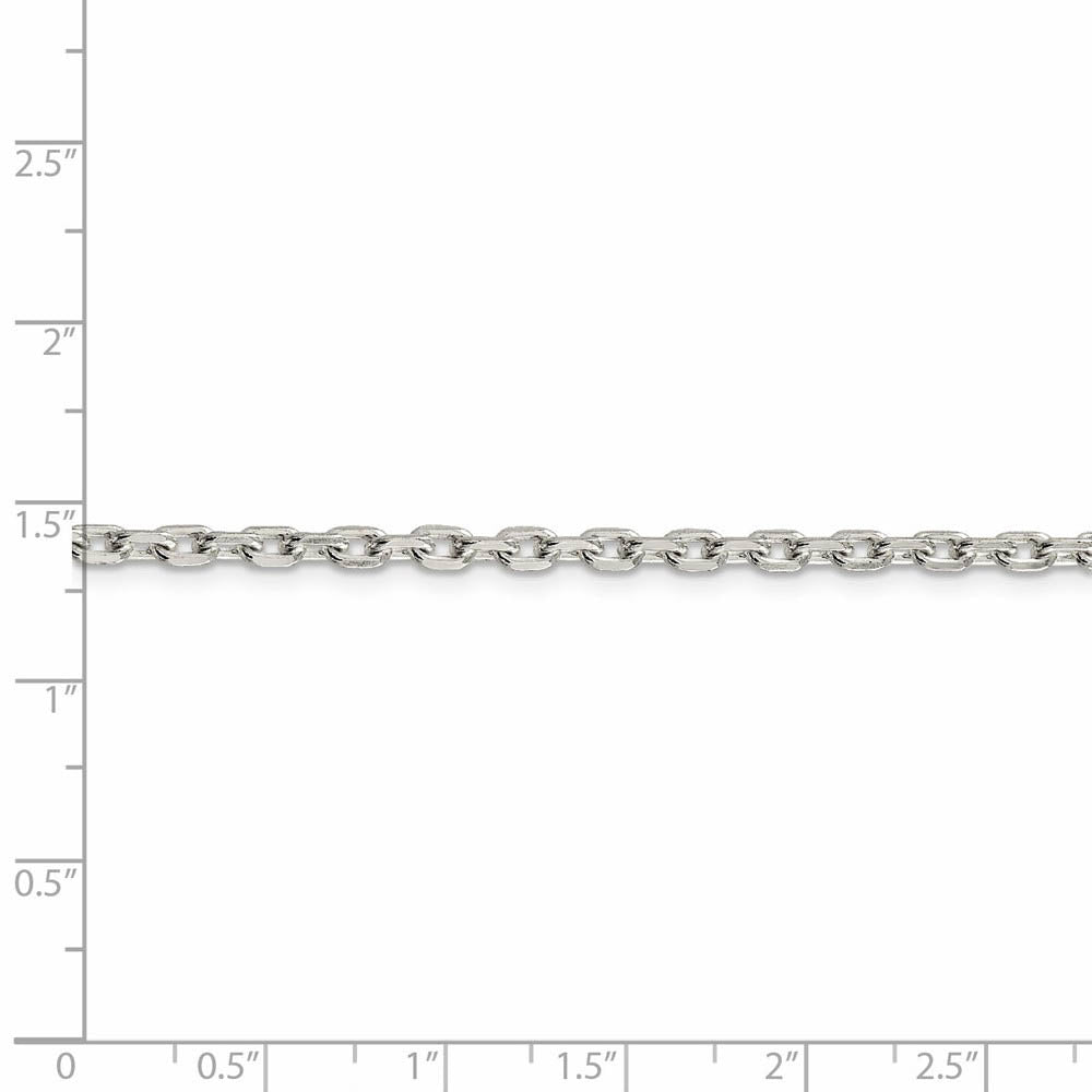3.25mm Sterling Silver Solid Beveled Oval Cable Chain Necklace
