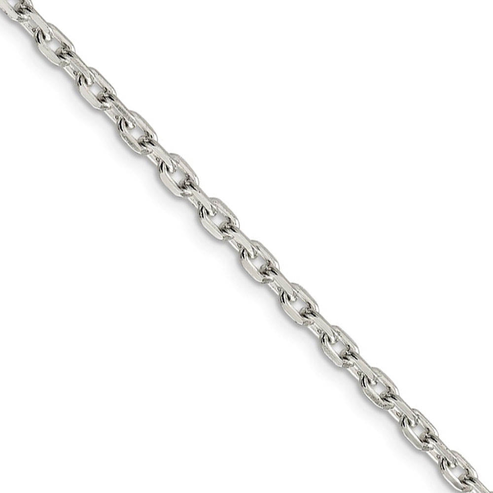 3.25mm Sterling Silver Solid Beveled Oval Cable Chain Necklace