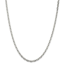 4mm Sterling Silver Solid Beveled Oval Cable Chain Necklace