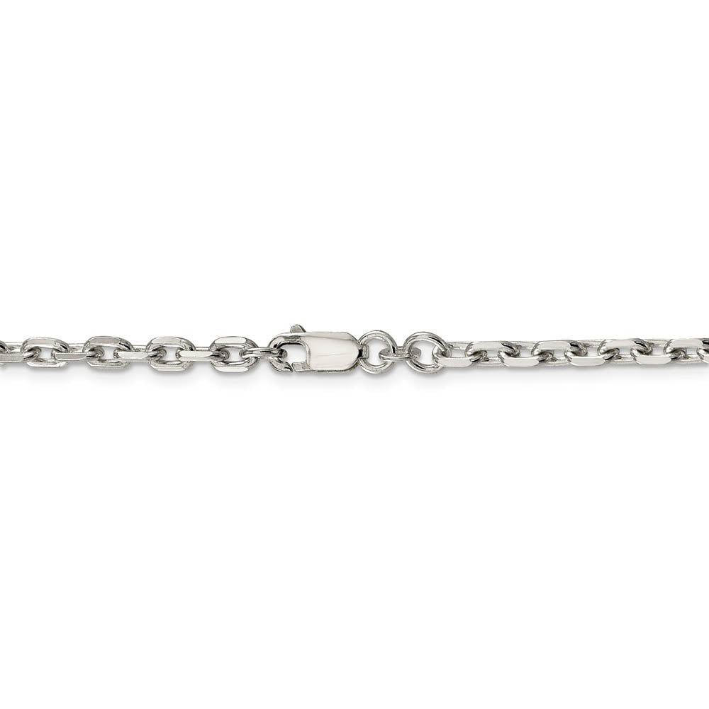 4mm Sterling Silver Solid Beveled Oval Cable Chain Necklace