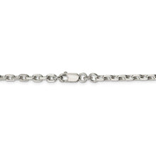 4mm Sterling Silver Solid Beveled Oval Cable Chain Necklace