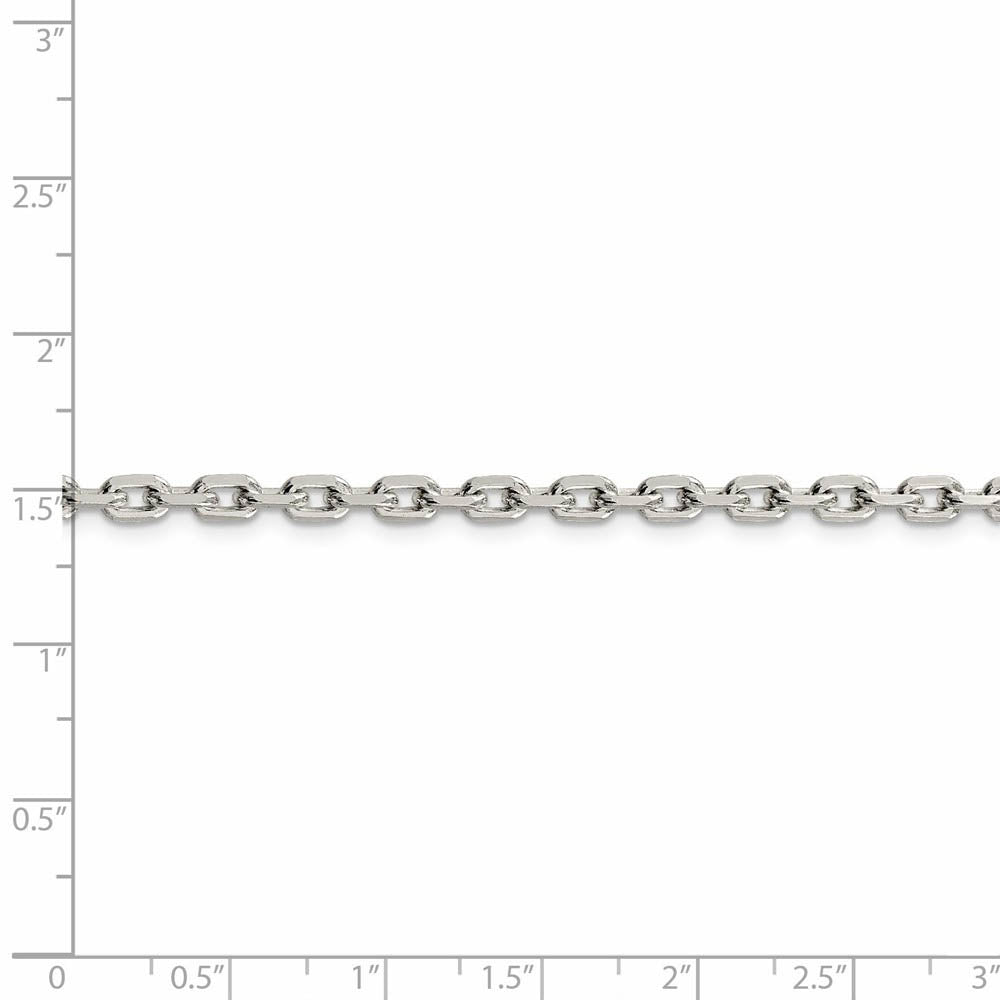 4mm Sterling Silver Solid Beveled Oval Cable Chain Necklace