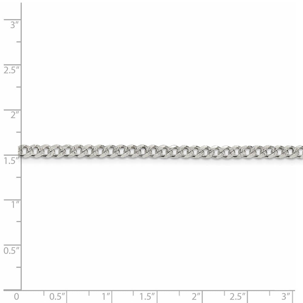 3.8mm, Sterling Silver Solid Pave Curb Chain Necklace