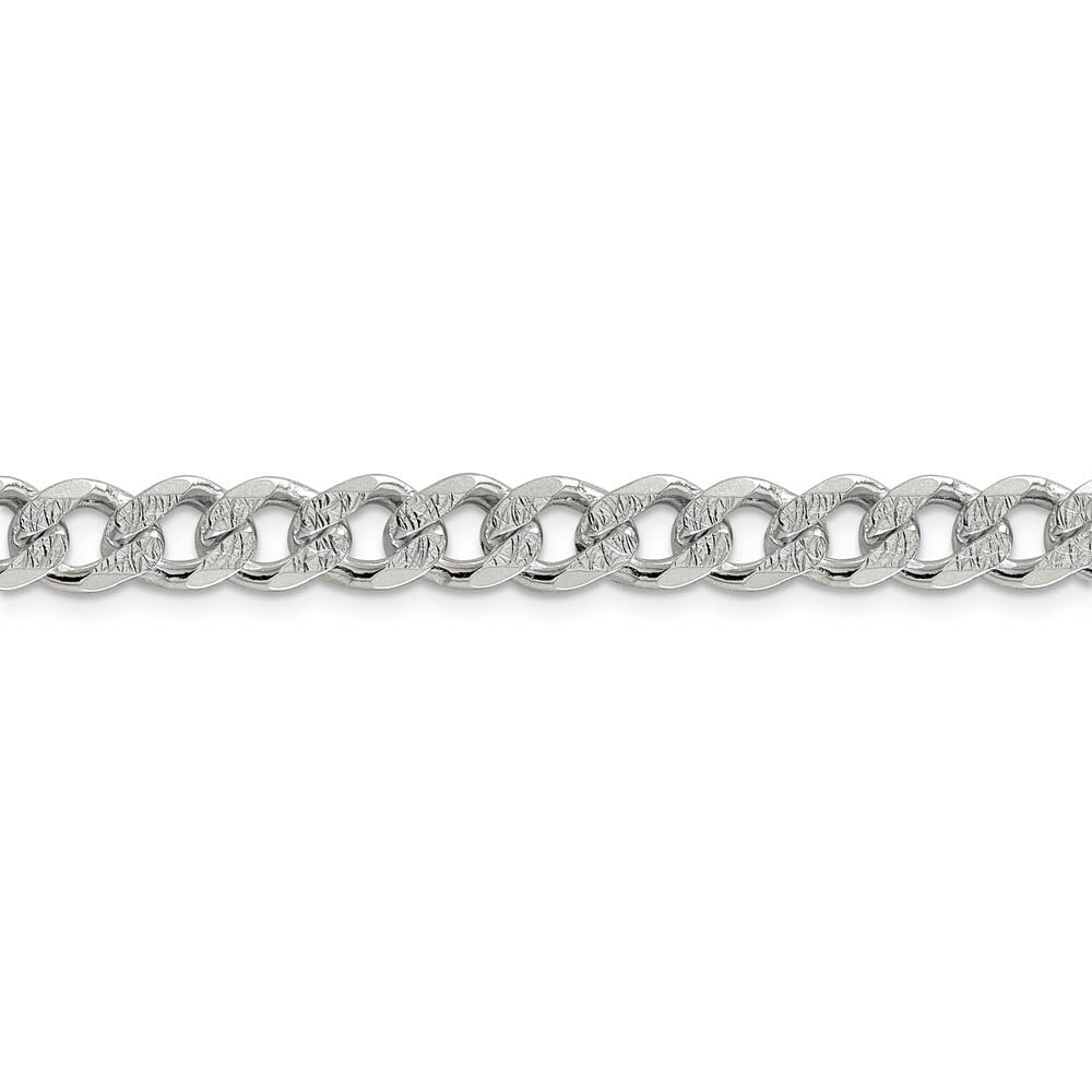 7.5mm, Sterling Silver Solid Pave Curb Chain Bracelet