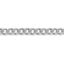 7.5mm, Sterling Silver Solid Pave Curb Chain Bracelet
