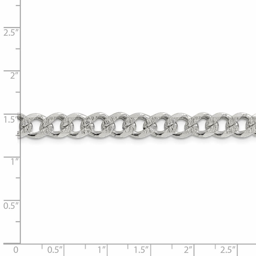 7.5mm, Sterling Silver Solid Pave Curb Chain Bracelet