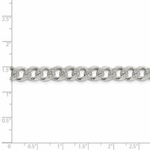 7.5mm, Sterling Silver Solid Pave Curb Chain Bracelet