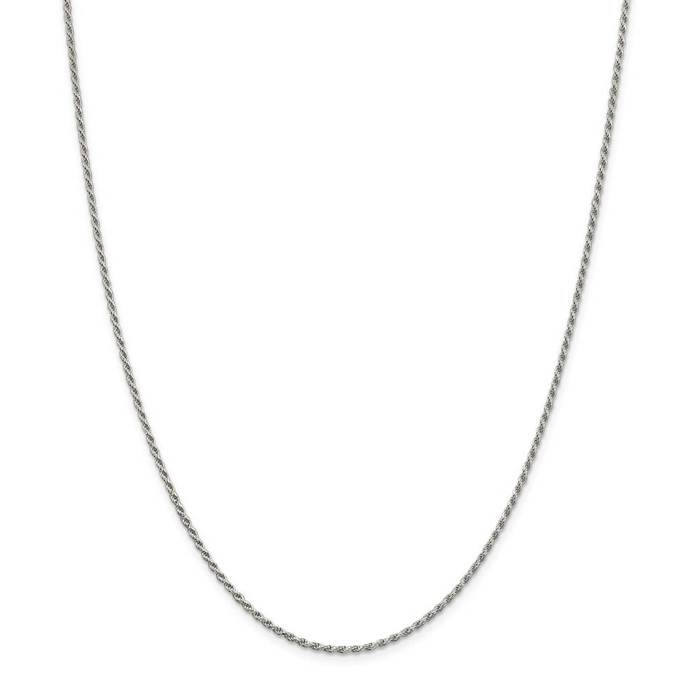 1.7mm, Sterling Silver Diamond Cut Solid Rope Chain Necklace