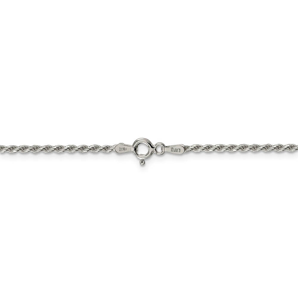 1.7mm, Sterling Silver Diamond Cut Solid Rope Chain Necklace